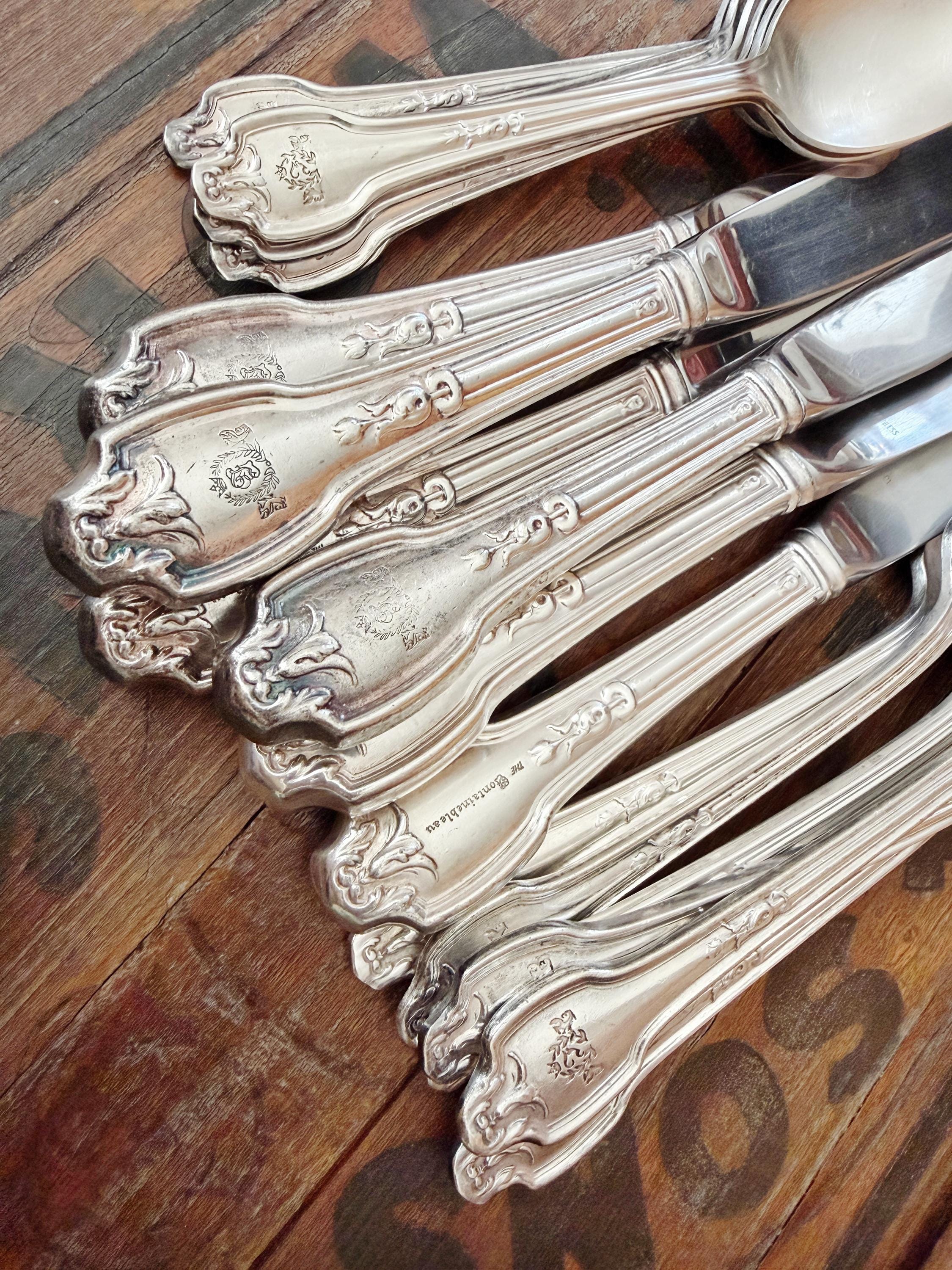 Vintage Silver Plated Flatware Service for 6 from the Fontainebleau Hotel Miami Beach