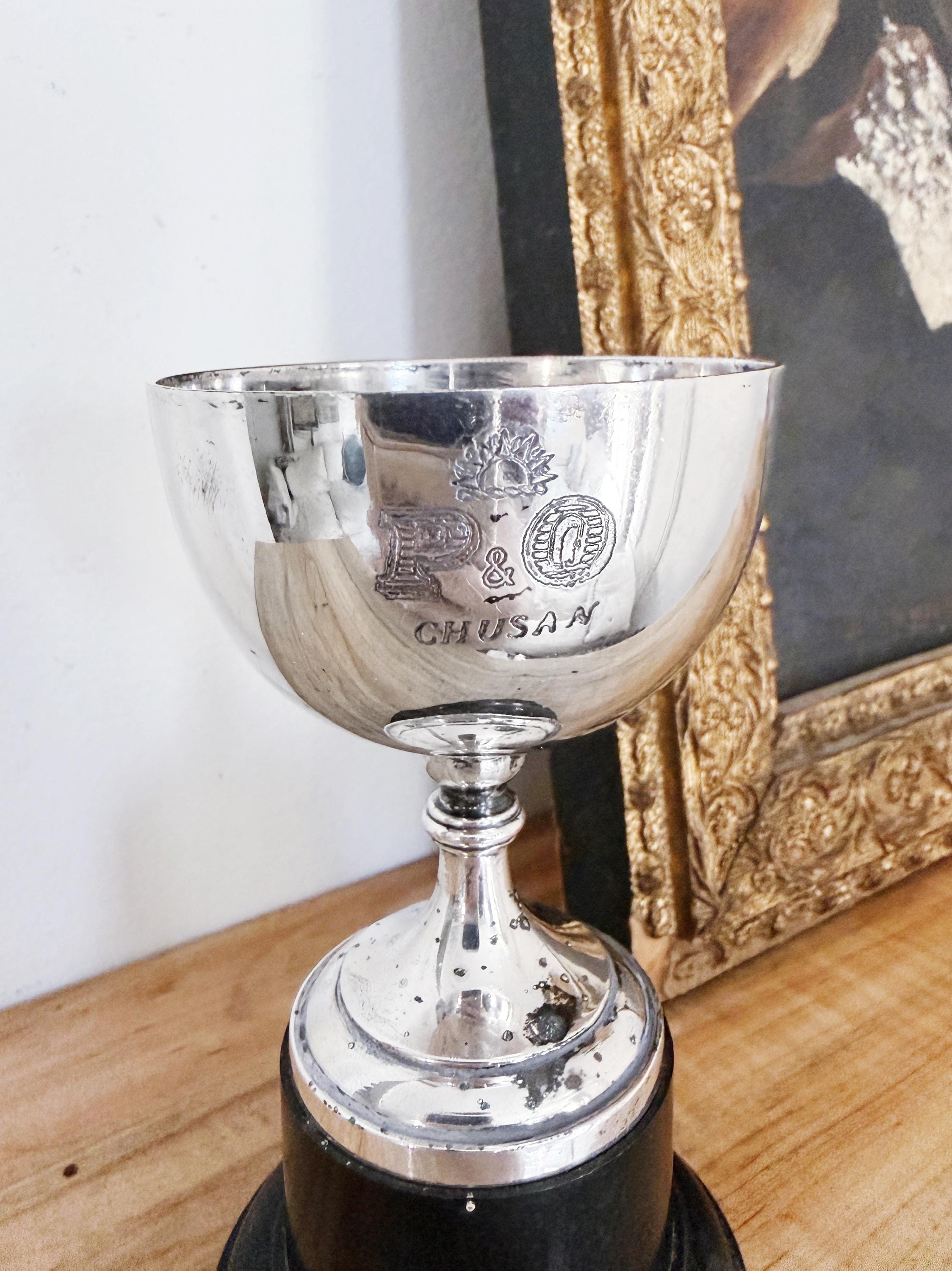 Vintage Silver Plated Souvenir Cup from P&O Line Ocean Liner SS Chusan