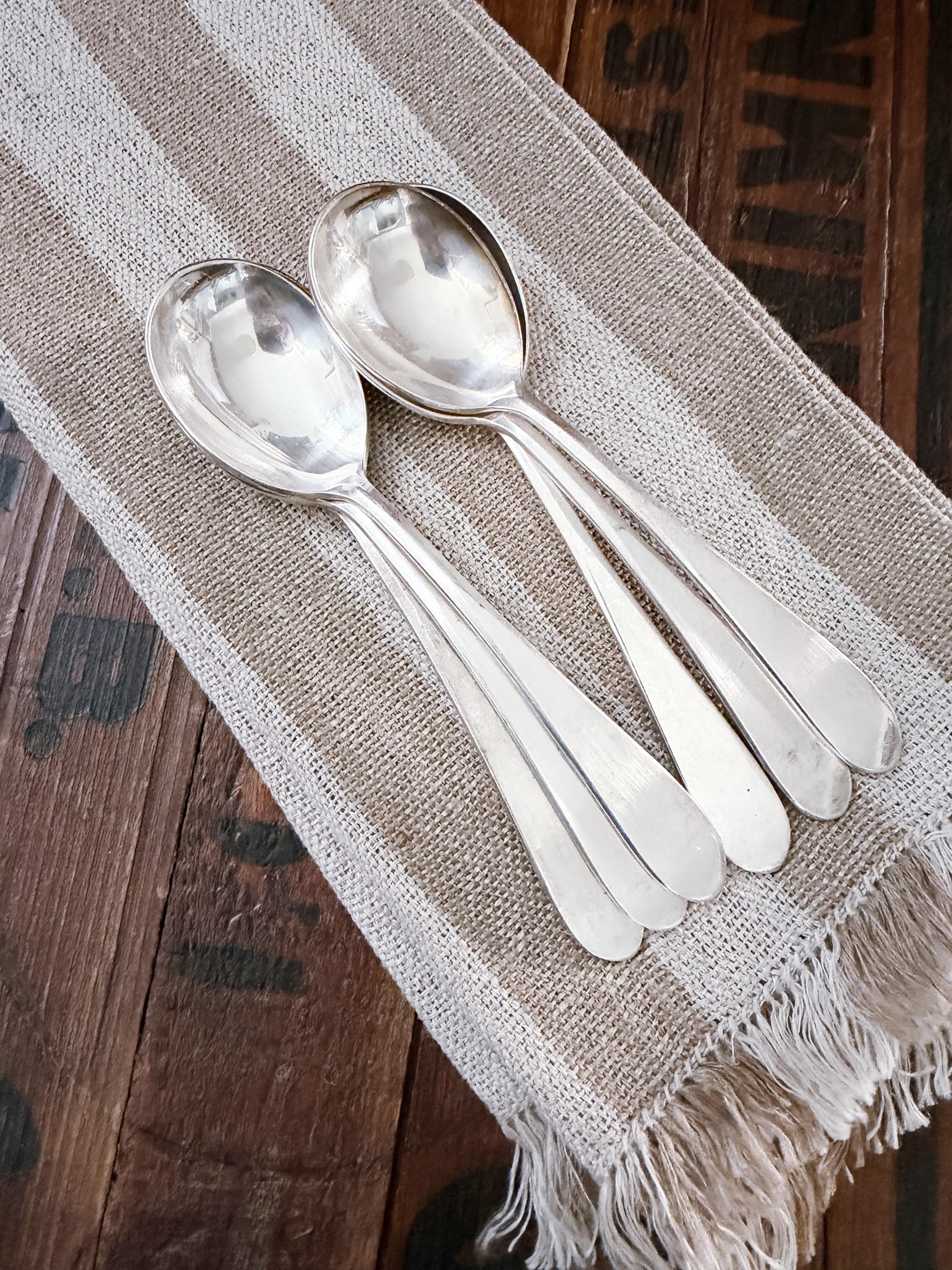 Vintage Silver Plated American Export Lines Soup Spoons