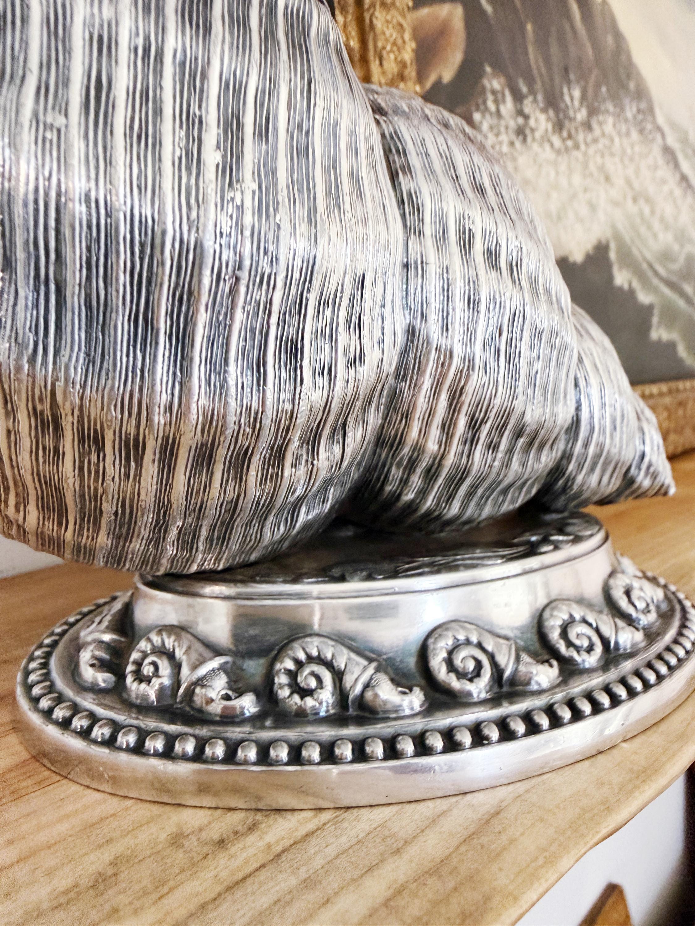 1880s English Silver Plated Conch Shell Spoon Warmer