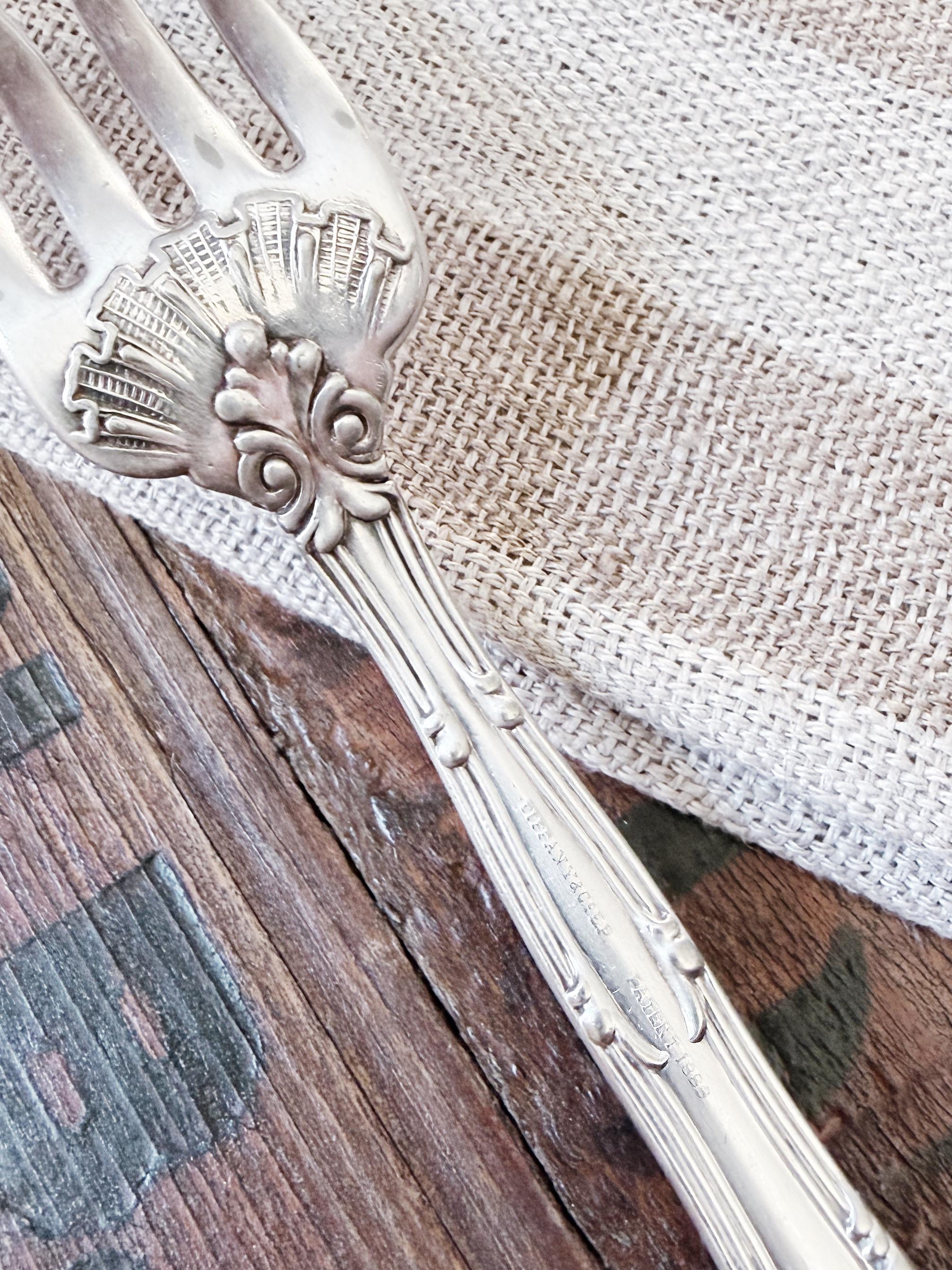 Antique Silver Plated Tiffany & Co Lettuce Serving Fork