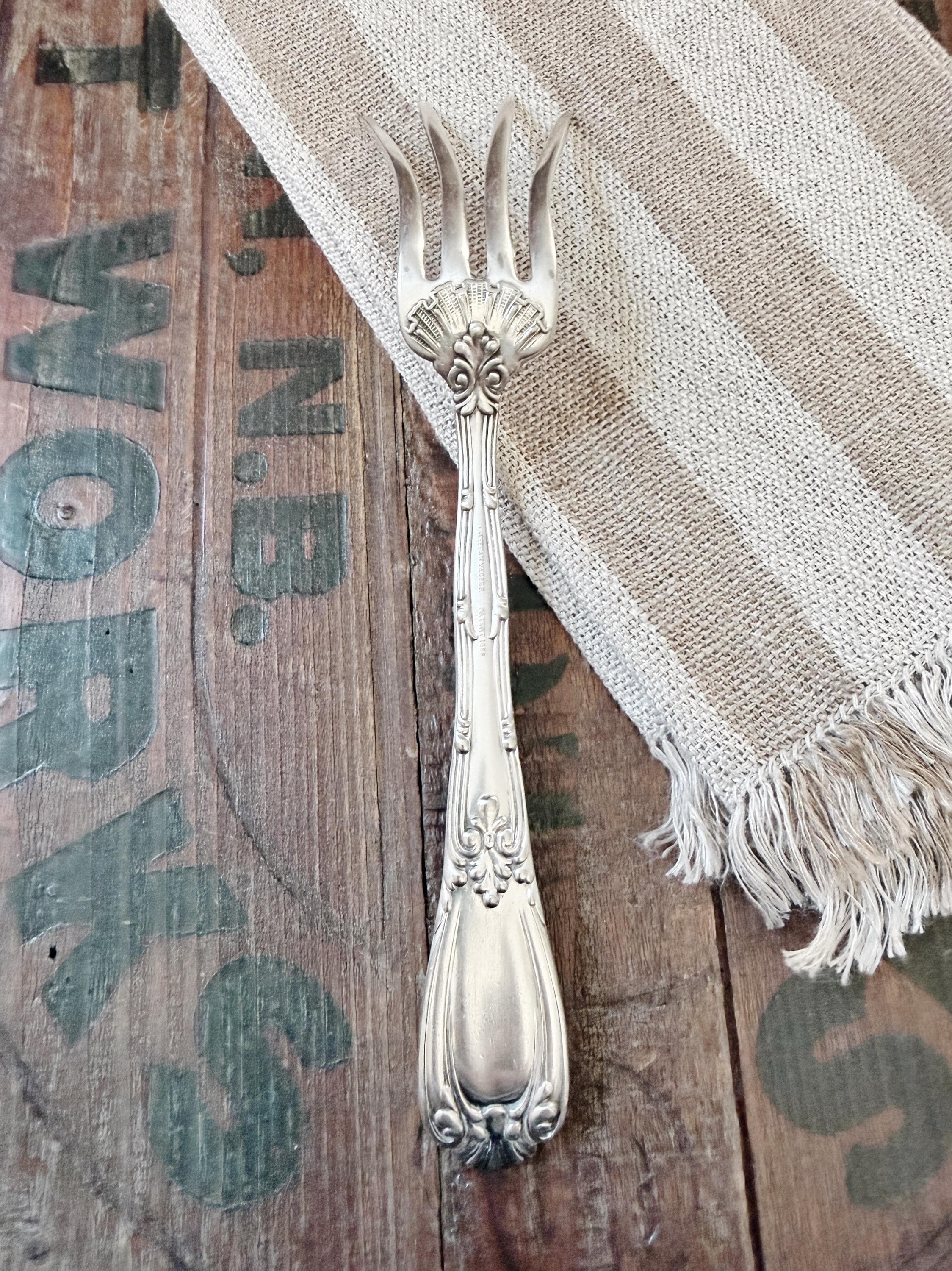 Antique Silver Plated Tiffany & Co Lettuce Serving Fork