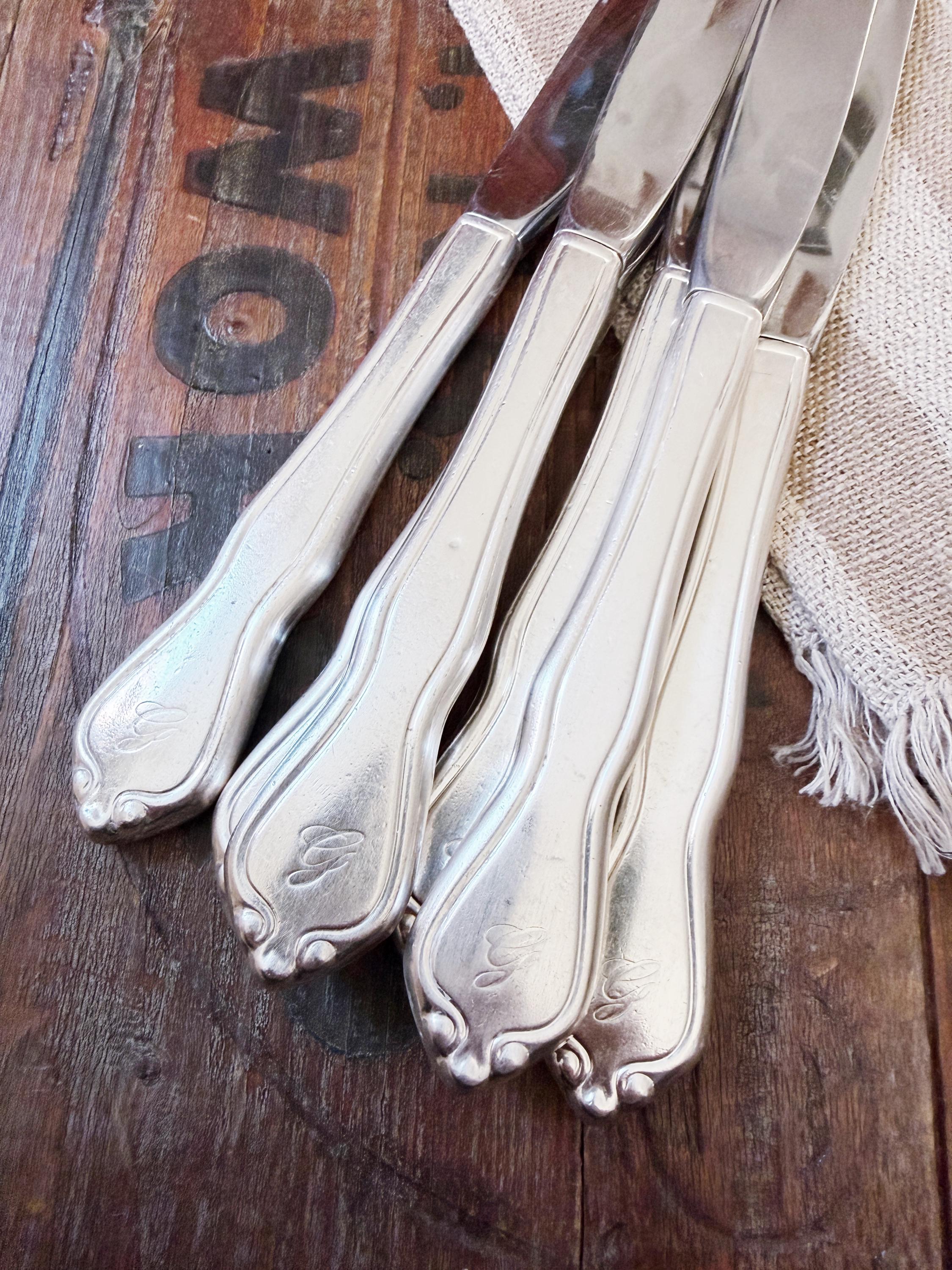 Set of 6 Vintage Silver Plated Greenbrier Hotel Dinner Knives