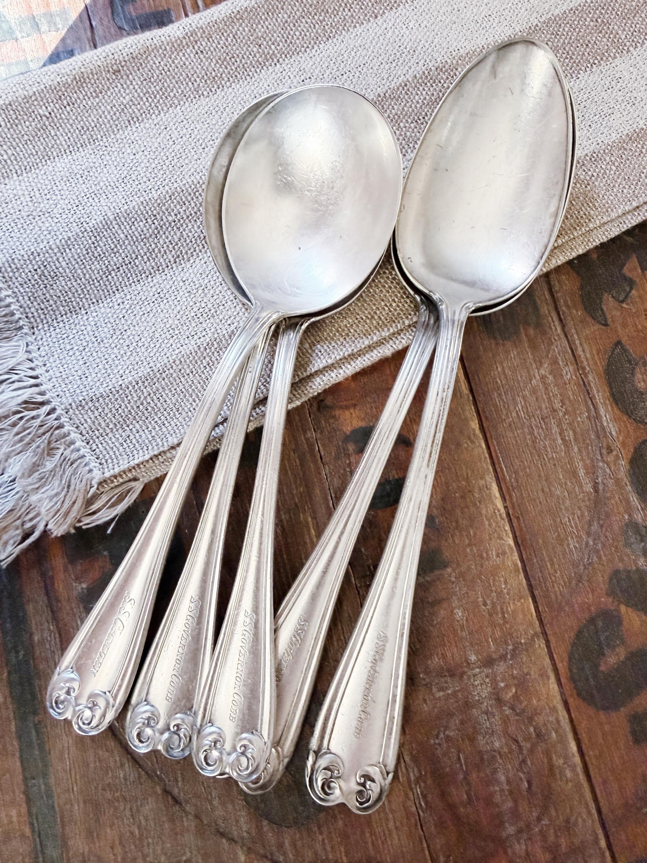 Antique SS Governor Cobb & SS Camden Steamship Silver Flatware