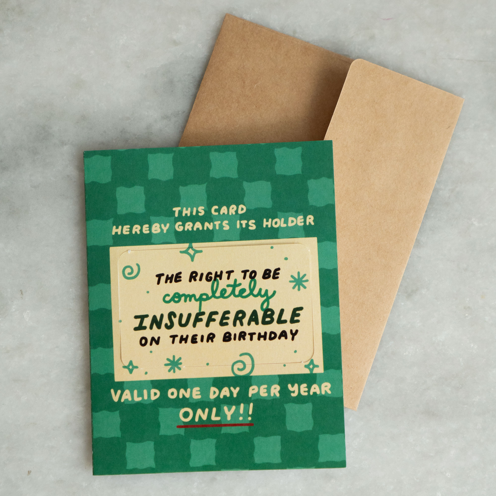 Insufferable Birthday Punch-Out Card