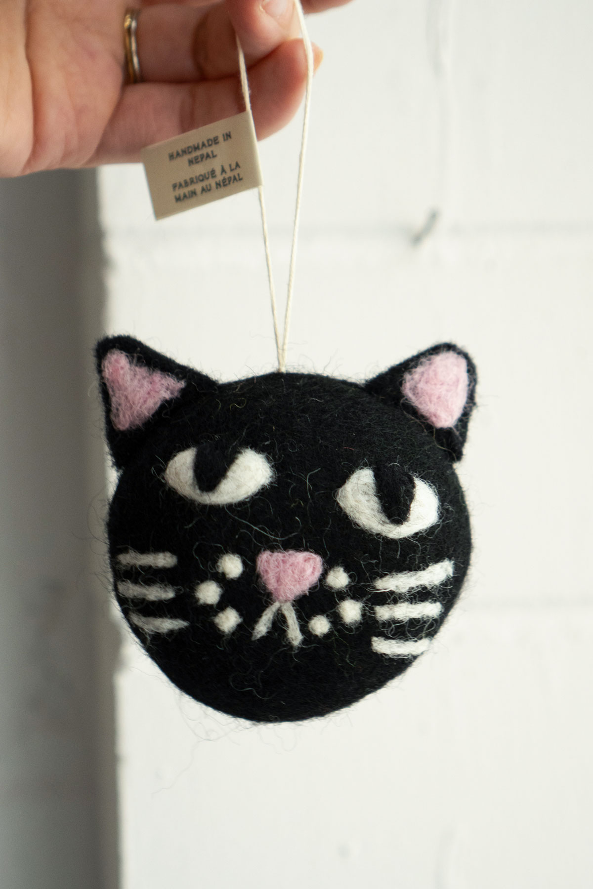 Felted Wool Cat Head Ornament
