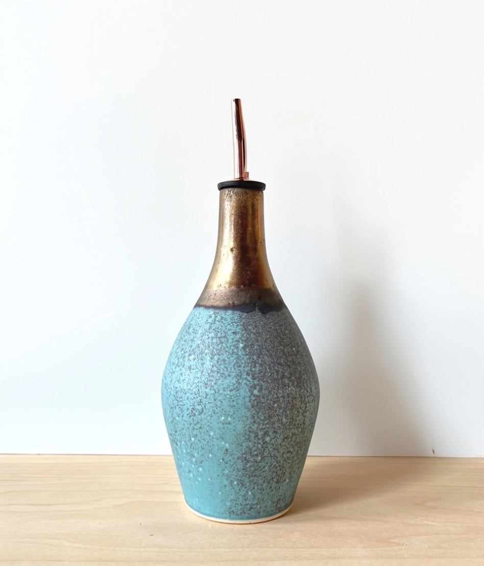 Green + Gold Oil Bottle