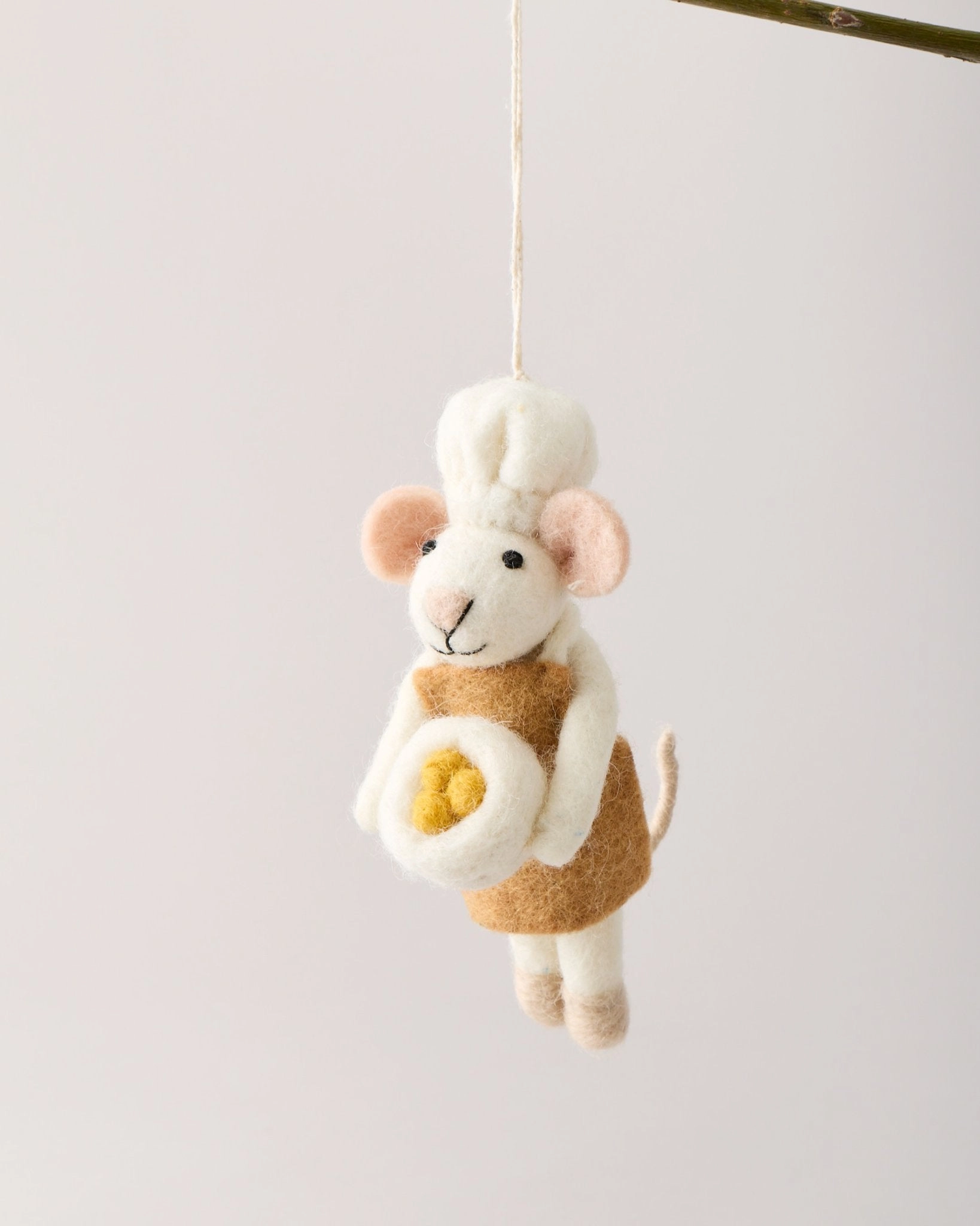 Felted Chef Mouse Ornament