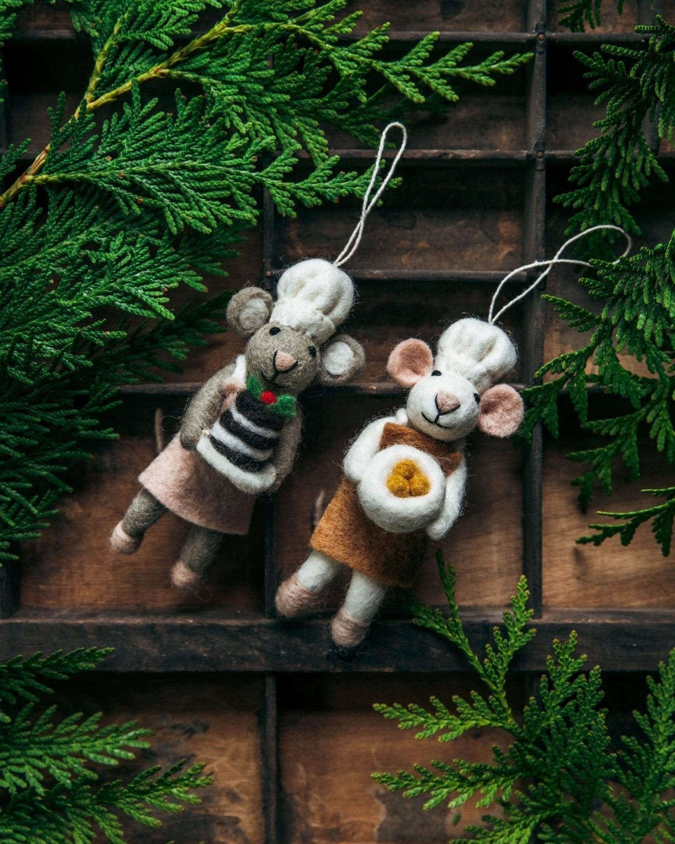 Felted Chef Mouse Ornament