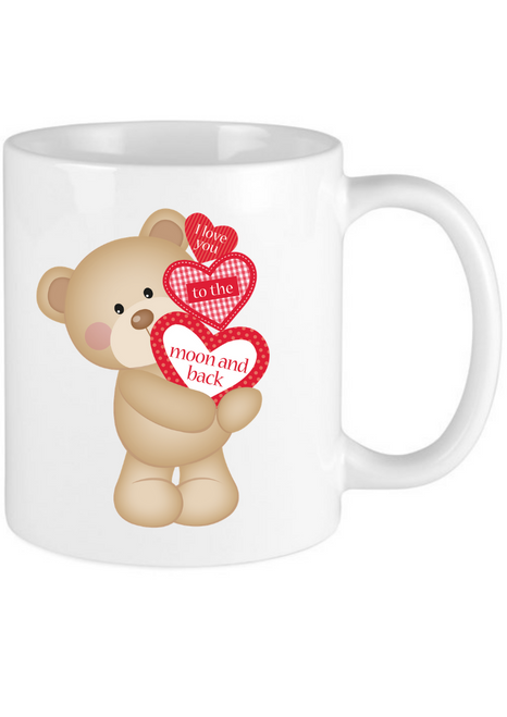 Love You To The Moon Back Bear Valentines Day Mug Tiki Print