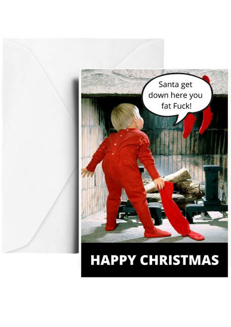 Filthy Rude Fat Santa Christmas Card