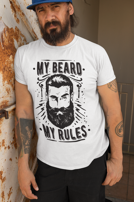 My Beard My Rules Graphic White T Shirt