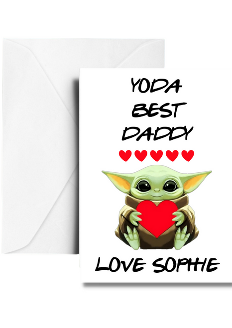 Personalised Baby Yoda Best Dad Fathers Day Card