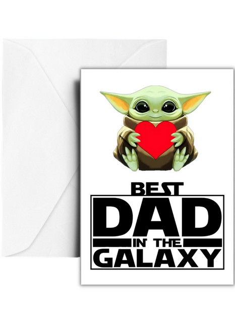 Baby Yoda Best Dad In The Galaxy Fathers Day Card
