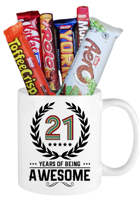 21 Years Of Being Awesome Birthday Chocolate Gift Mug