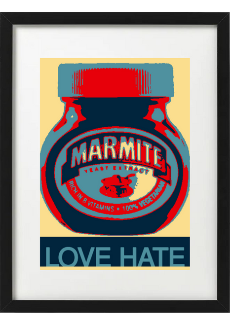 Marmite Love Hate Framed Wall Art A3