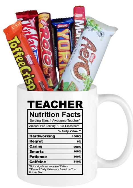 Funny Teachers Nutritional Facts Chocolates Gift Mug