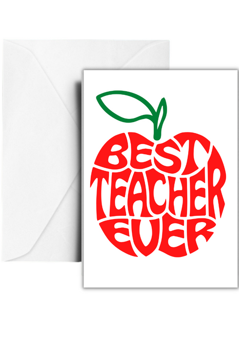 Best Teacher Ever Apple Greetings  Card