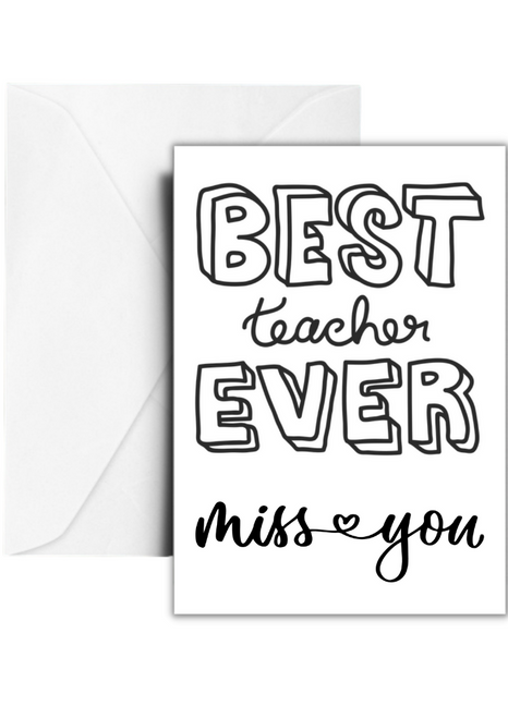 Best Teacher Ever Words Greetings  Card