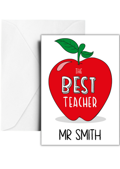 Personalised Best Teacher Apple Greetings Card