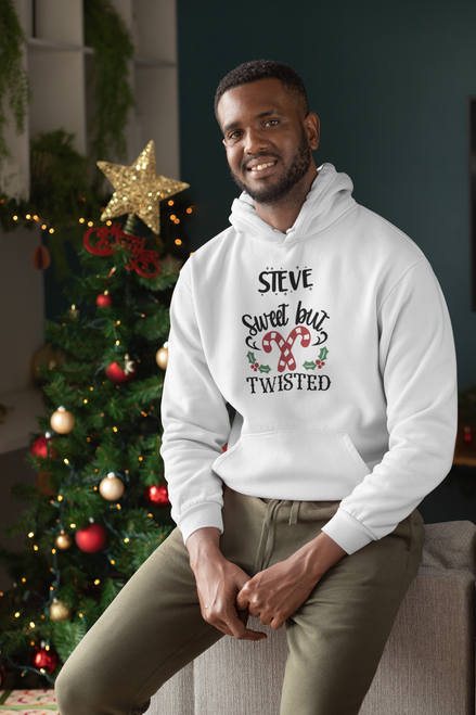Personalised Sweet But Twisted Christmas White Hoodie