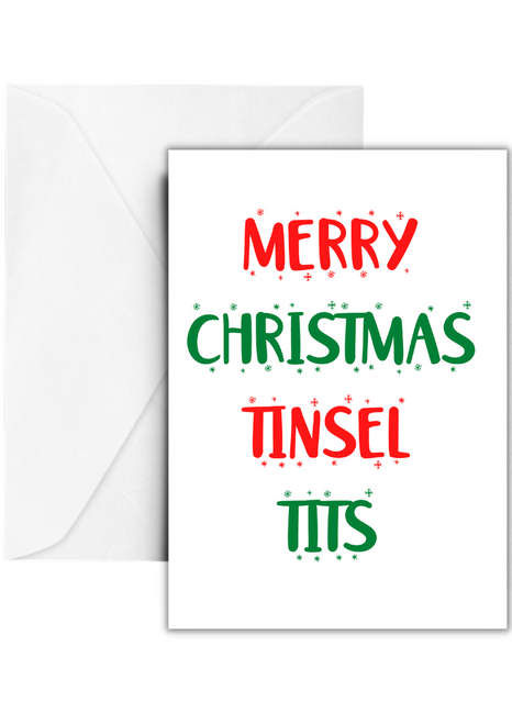 Merry Christmas Tinsel Tits Christmas Card
