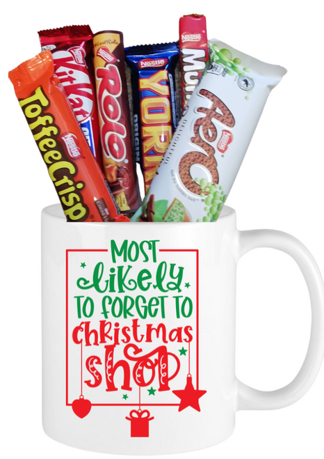 Most Likely To Forget The Shop Christmas Chocolates Mug