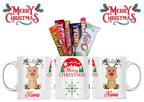 Merry Christmas Nanna Reindeer Chocolate Gift Mug