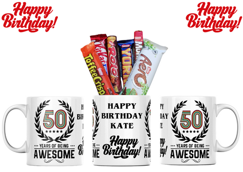 50 Years Of Being Awesome 50th Birthday Chocolate Gift Mug