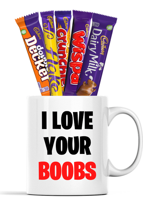 I Love Your Boobs Chocolate Valentines Gift Mug