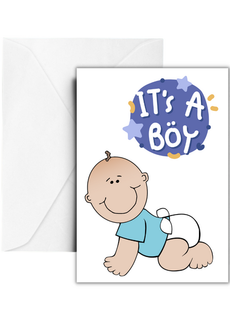 It's A Boy Cute Baby Boy Greeting Card