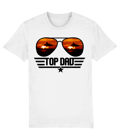 Top Gun Top Dad Sunglasses Fathers Day White T Shirt
