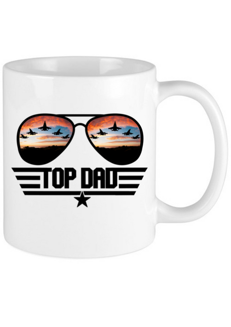 Top Gun Top Dad Glasses Fathers Day Mug