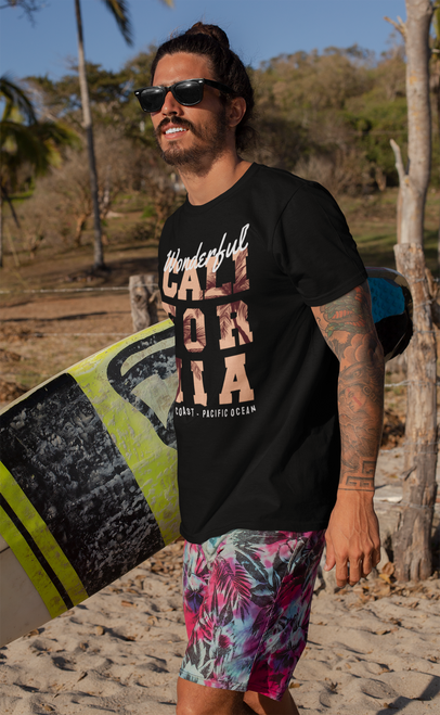 California Men's T Shirt Black 100% Organic Cotton