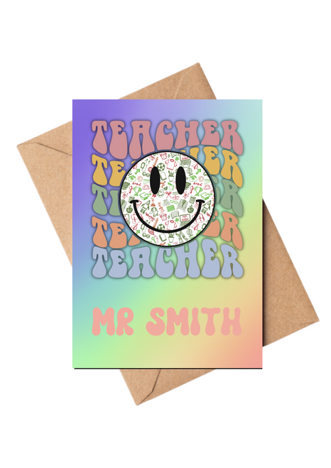 Personalised Smiley Face Teachers Card