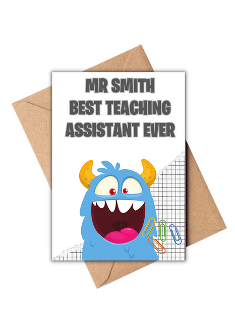 Personalised Monster Teaching Assistant Teachers Card