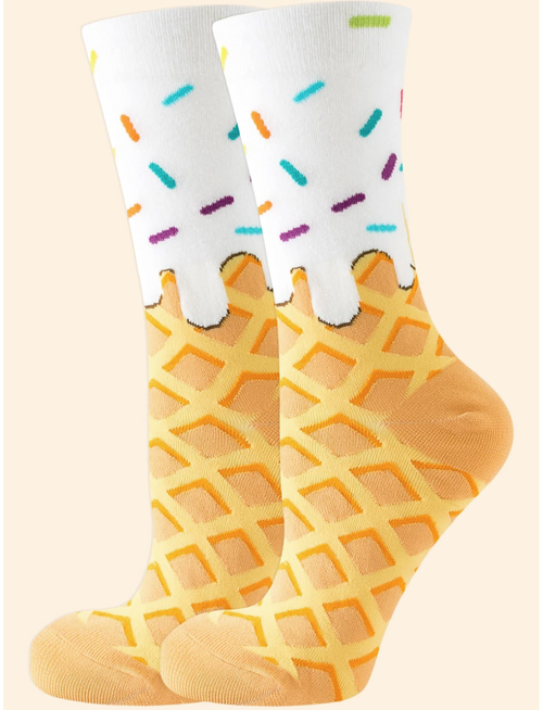 Unisex Ice Cream Cones With Sprinkles Novelty Gift Socks