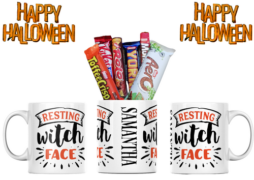 Personalised Resting Witch Face Halloween Chocolate Gift Mug
