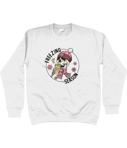 Skeleton Freezing Season Christmas Jumper White Sweatshirt