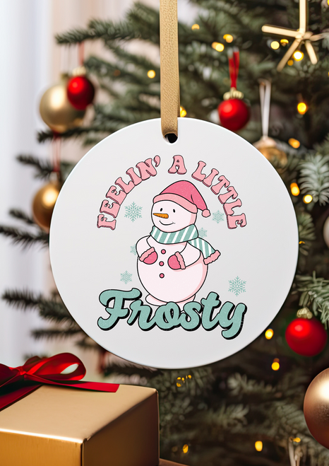 Pink Feeling Frosty Snowman Ceramic Christmas Tree Decorations