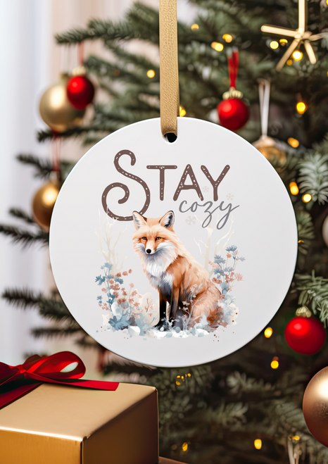 Winter Woodland Stay Cozy Fox Ceramic Christmas Tree Decorations