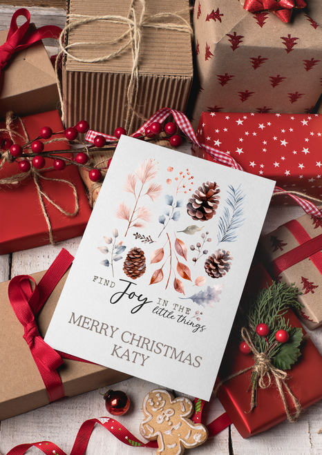 Personalised Find Joy In The Little Things Christmas Card