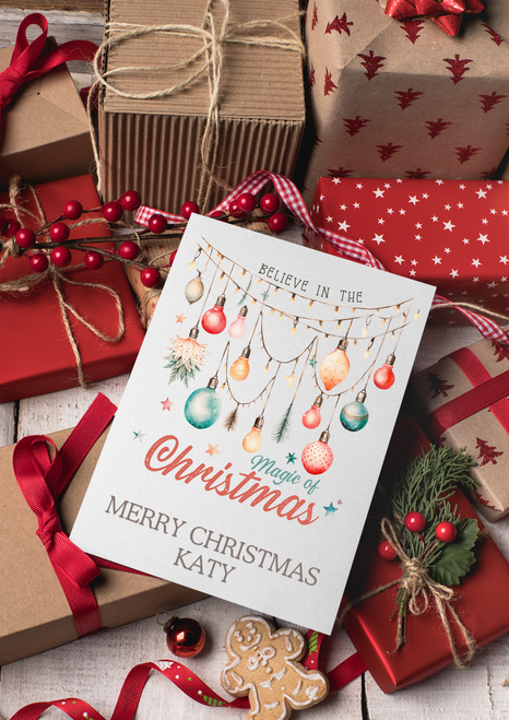 Personalised Believe In The Magic Of Christmas Christmas Card