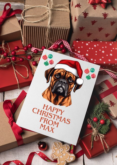 Personalised Boxer Dog Pets Christmas Card