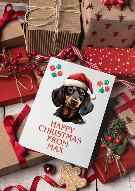 Personalised dachshund Dog Pets Christmas Card