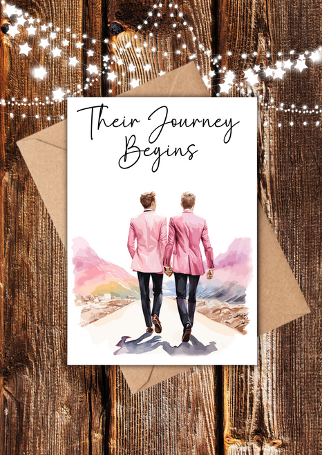 Their Journey Begins Gay Wedding Greetings Cards