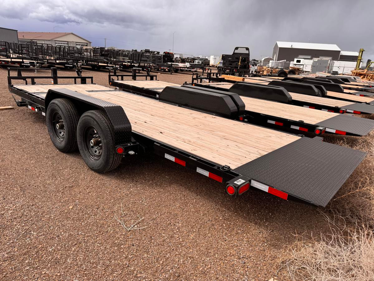 P.J. 2026 T6 83"x20' Equipment Tilt Trailer | Tandem Axle 7k Torsion Axles, 4' Stationary + 16' Tilt, Fork Holders