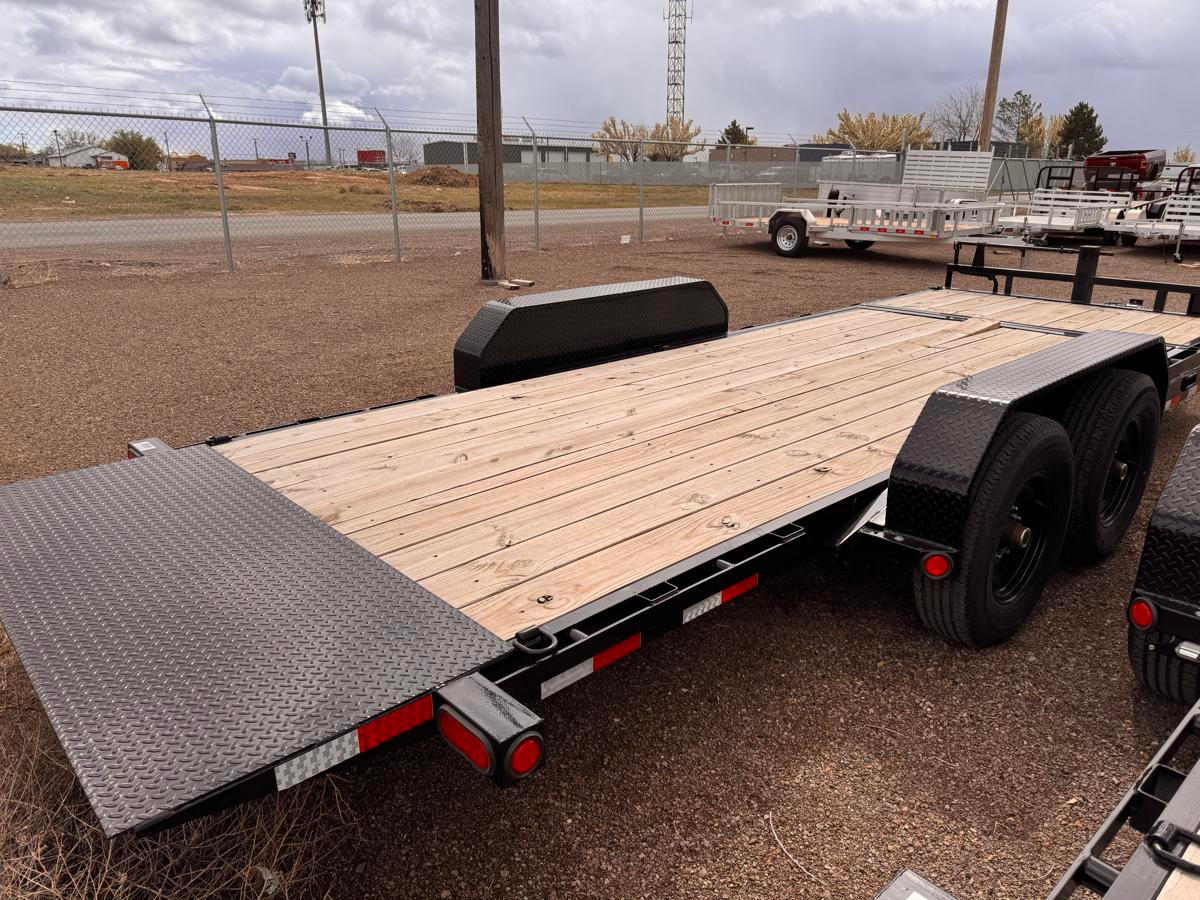 P.J. 2026 T6 83"x20' Equipment Tilt Trailer | Tandem Axle 7k Torsion Axles, 4' Stationary + 16' Tilt, Fork Holders