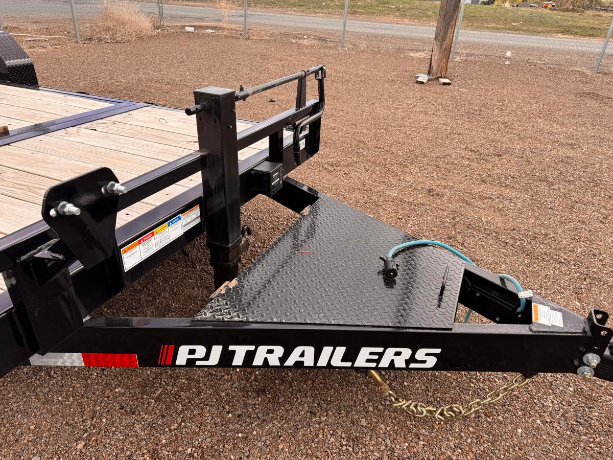 P.J. 2026 T6 83"x20' Equipment Tilt Trailer | Tandem Axle 7k Torsion Axles, 4' Stationary + 16' Tilt, Fork Holders