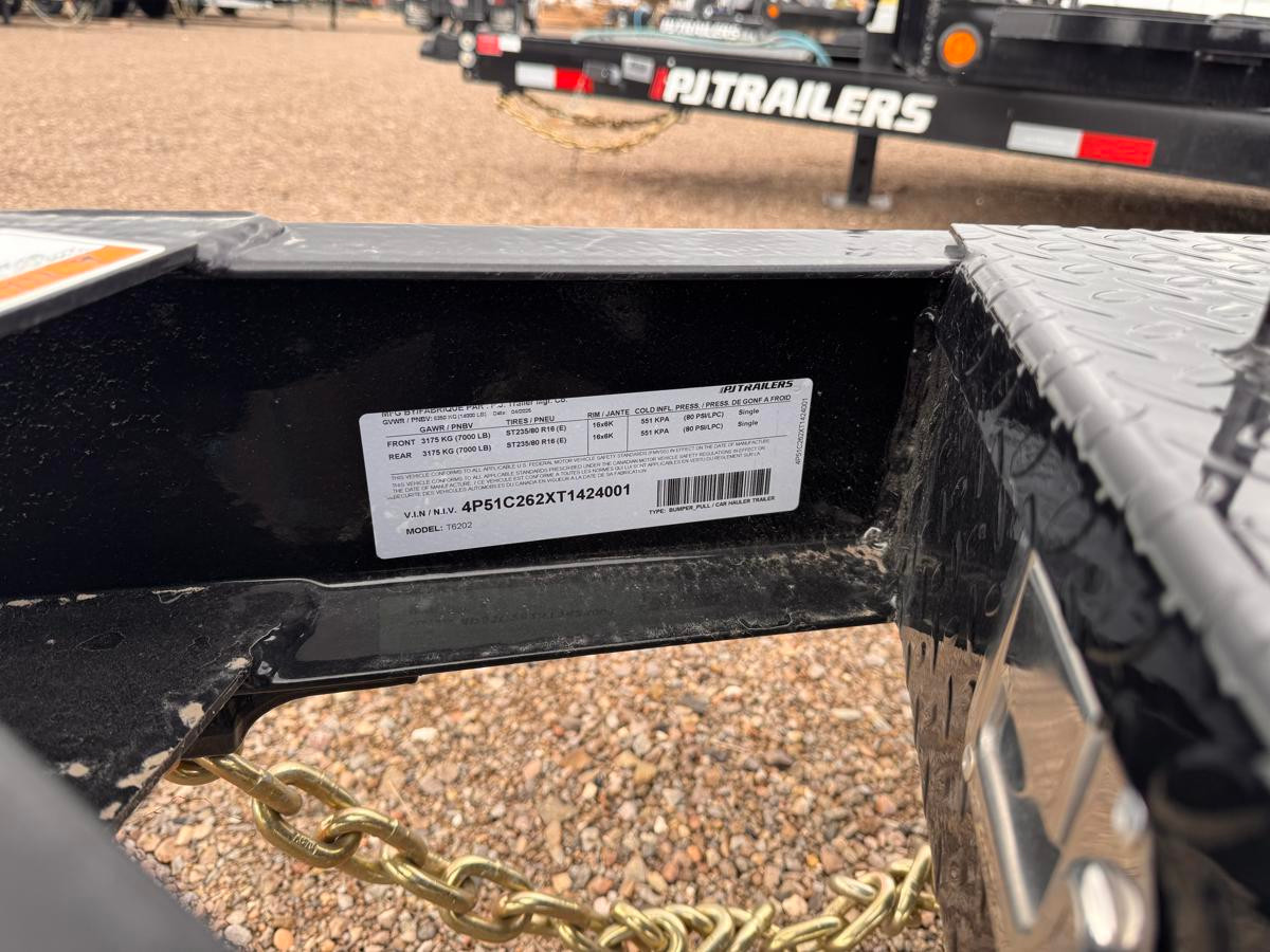 P.J. 2026 T6 83"x20' Equipment Tilt Trailer | Tandem Axle 7k Torsion Axles, 4' Stationary + 16' Tilt, Fork Holders